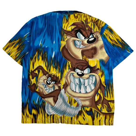 2003 Looney Tunes Taz AOP Short Sleeve Button Up M - Picture 2 of 4